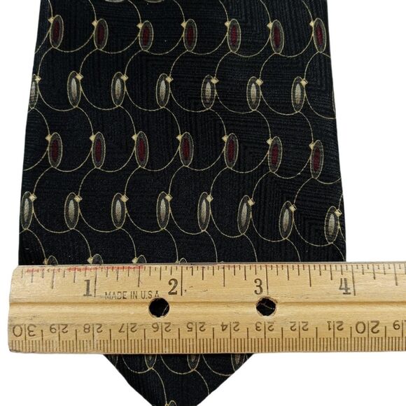 BILL BLASS NEO Black Tie Gold Silk Necktie 4 X 58 - Picture 2 of 4